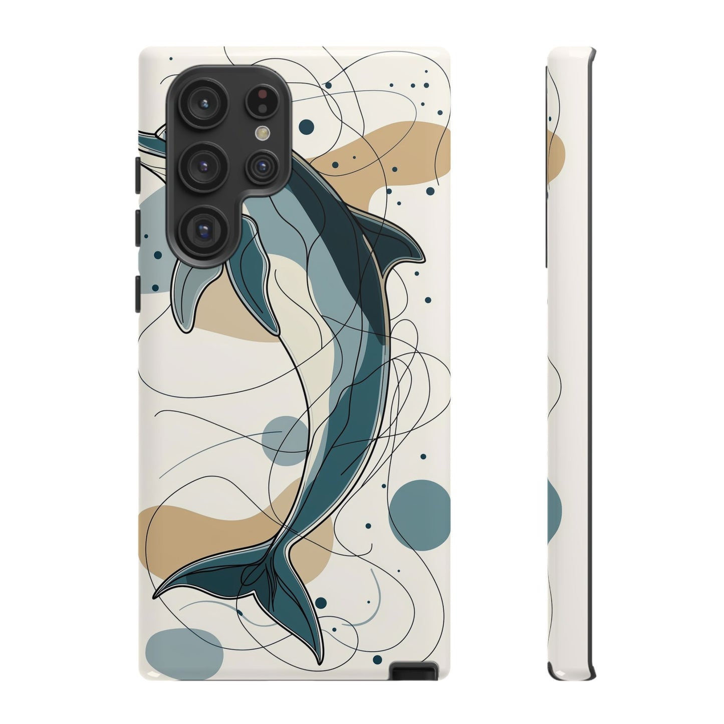Ocean Whimsy: Abstract Dolphin Splash Phone Case for iPhone, Samsung & Pixel