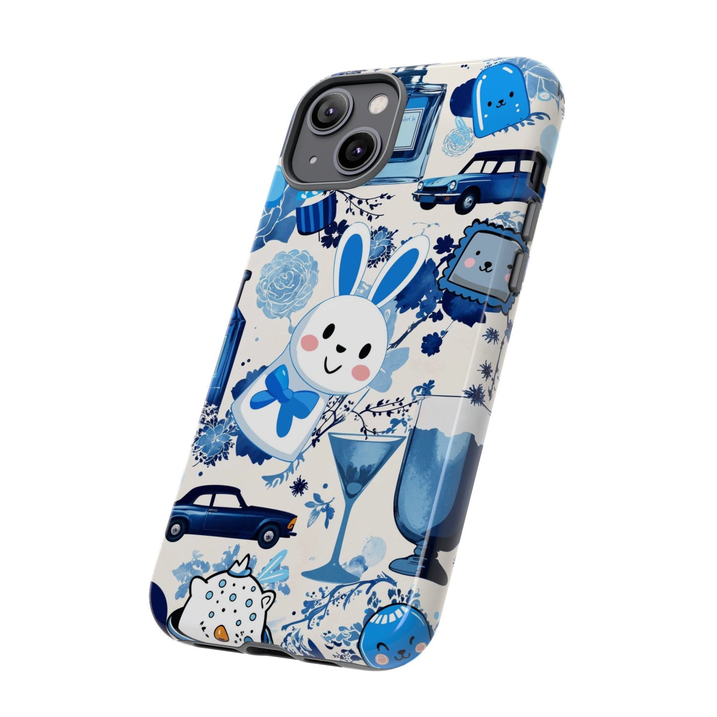 Blue Bunny & Car Themed Phone Case