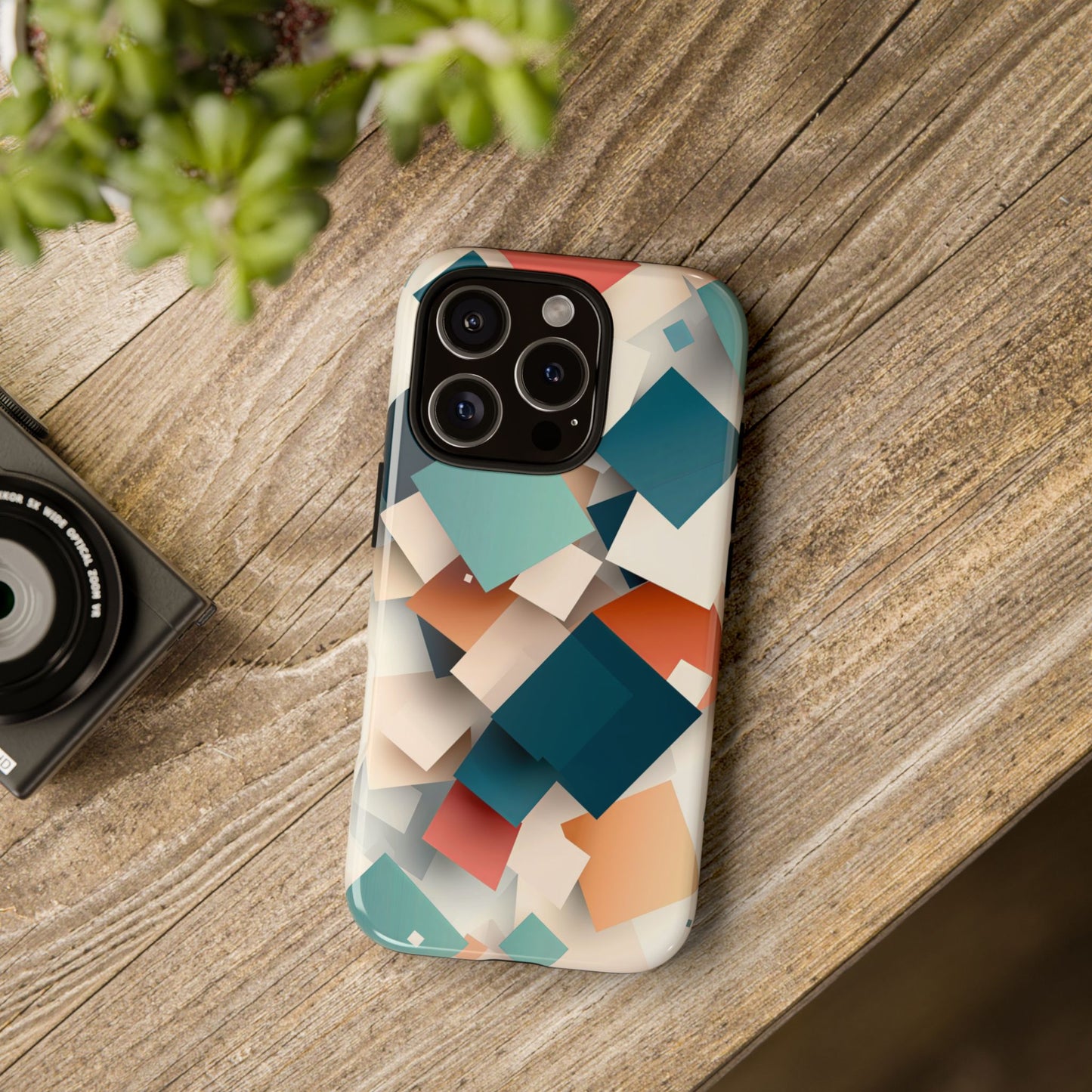 Geometric Cascade – Modern Abstract Blocks Phone Case – iPhone, Google Pixel, Samsung
