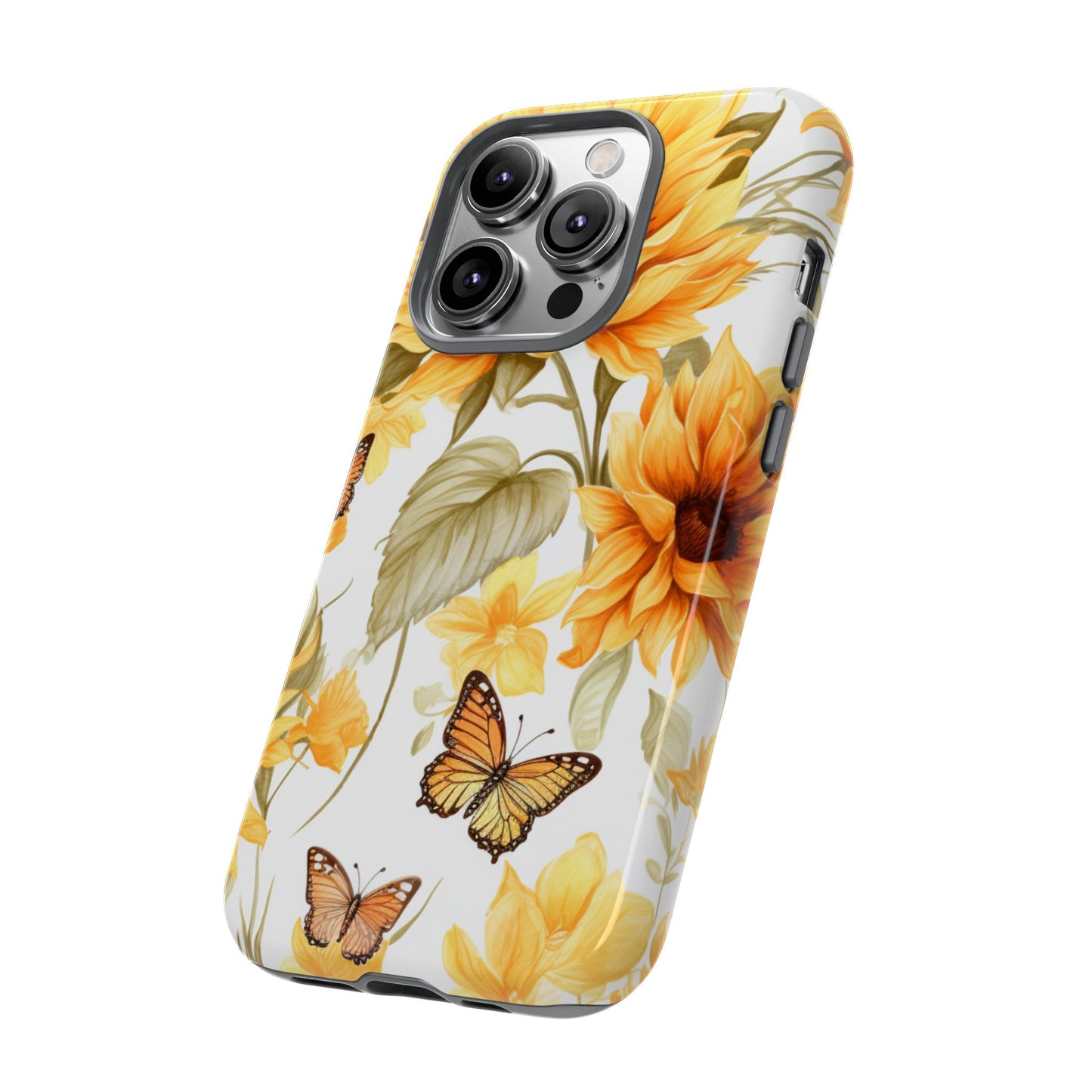 Golden Sunflower & Butterfly Phone Case – Warm & Elegant