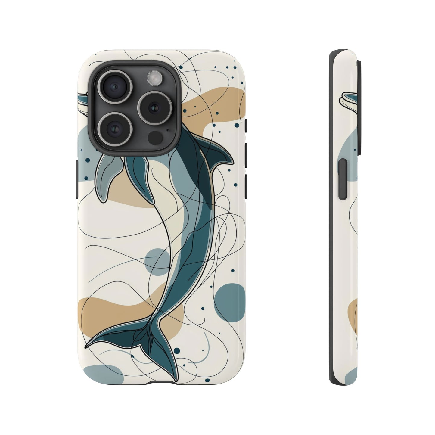 Ocean Whimsy: Abstract Dolphin Splash Phone Case for iPhone, Samsung & Pixel
