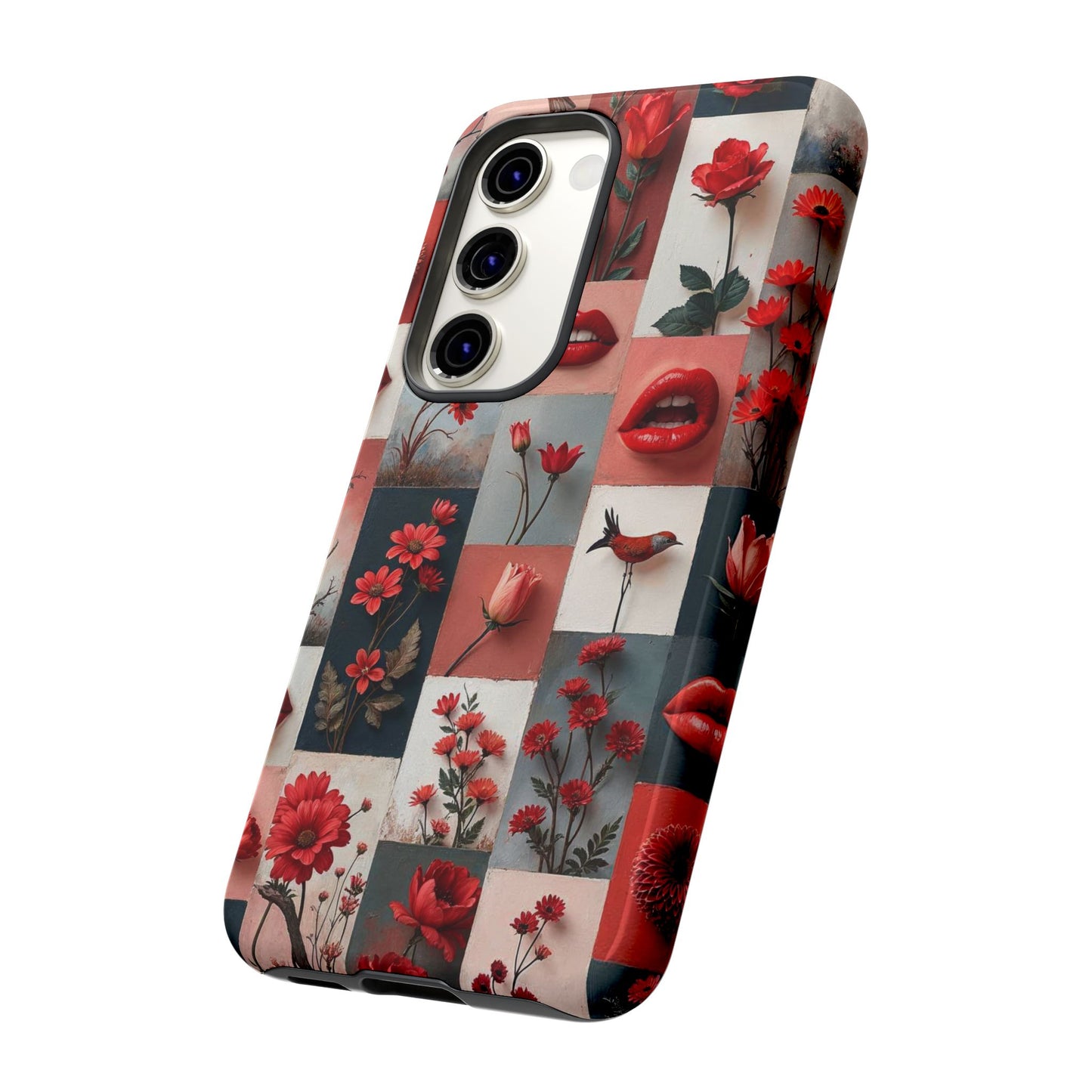 Red Flowers & Lips Collage Phone Case