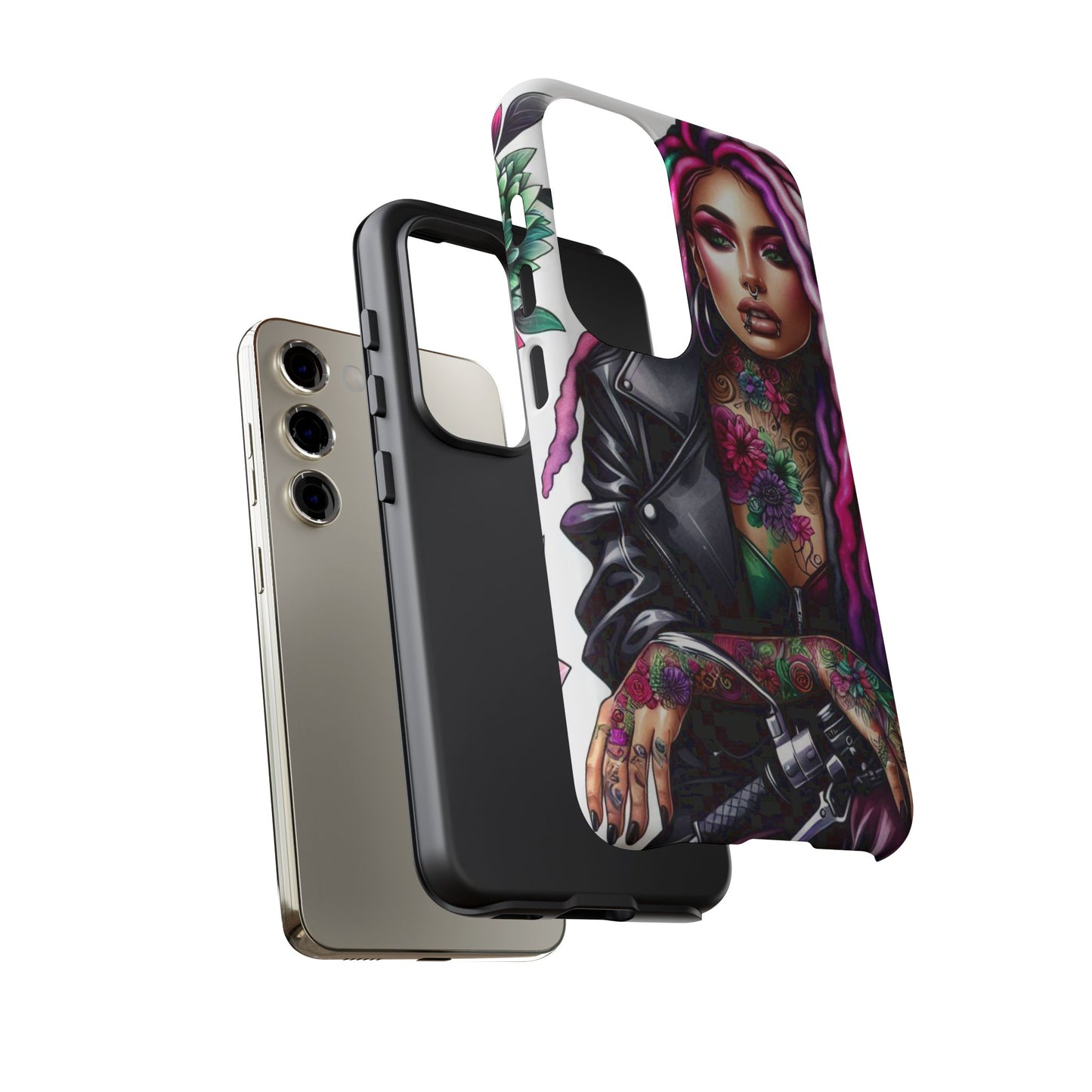 Neon Rebel – Vibrant Biker Queen Mobile Cover