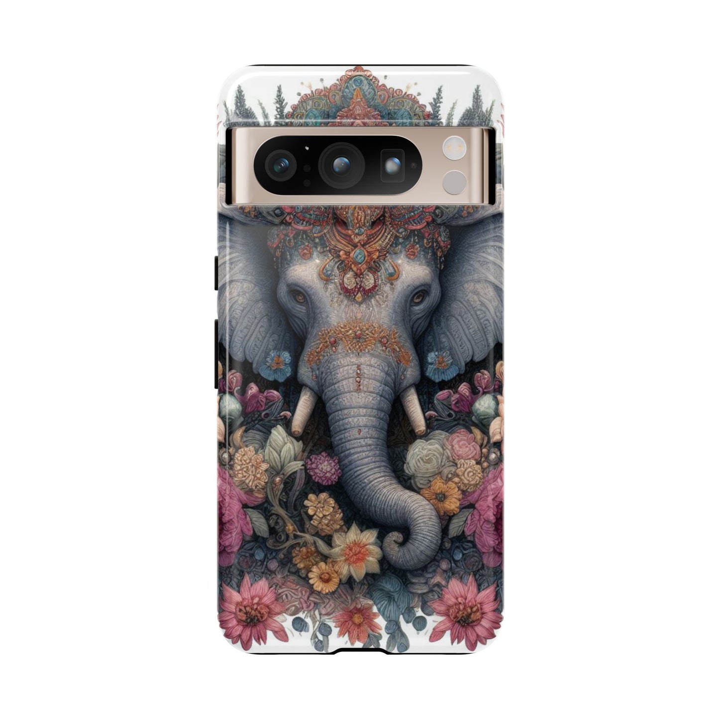 Regal Ornate Elephant Mobile Cover – Majestic Bohemian Art