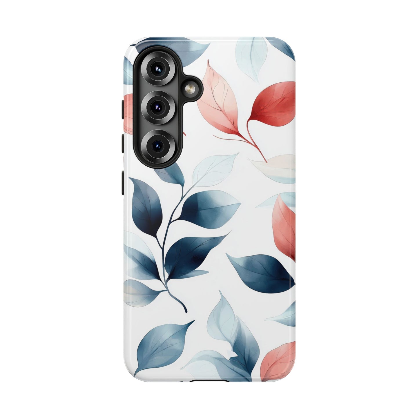 Blush & Blue Botanical Leaves Phone Case | Soft Nature-Inspired Design for iPhone, Pixel & Samsung