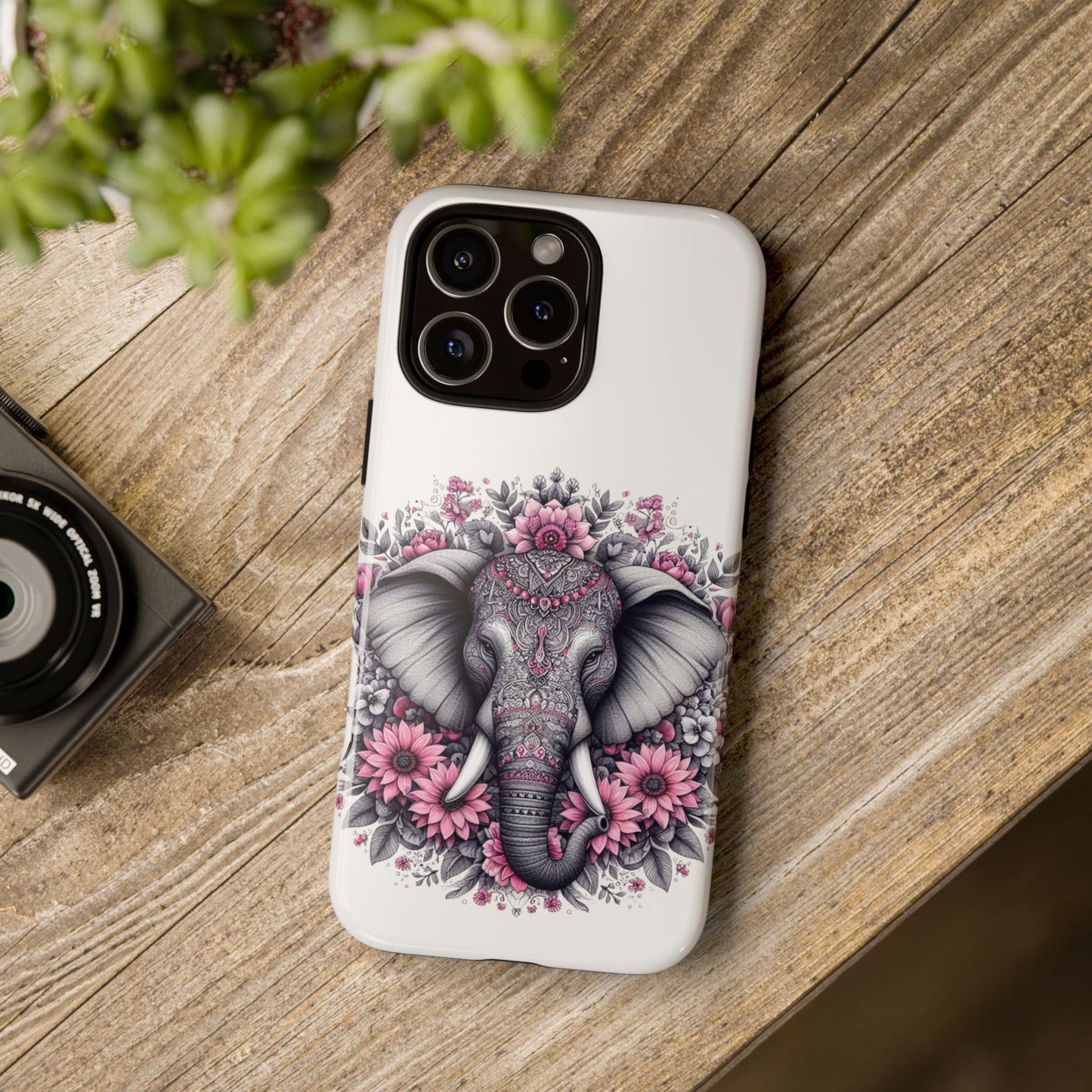 Intricate Floral Elephant Mobile Cover – Mandala-Inspired Boho Art