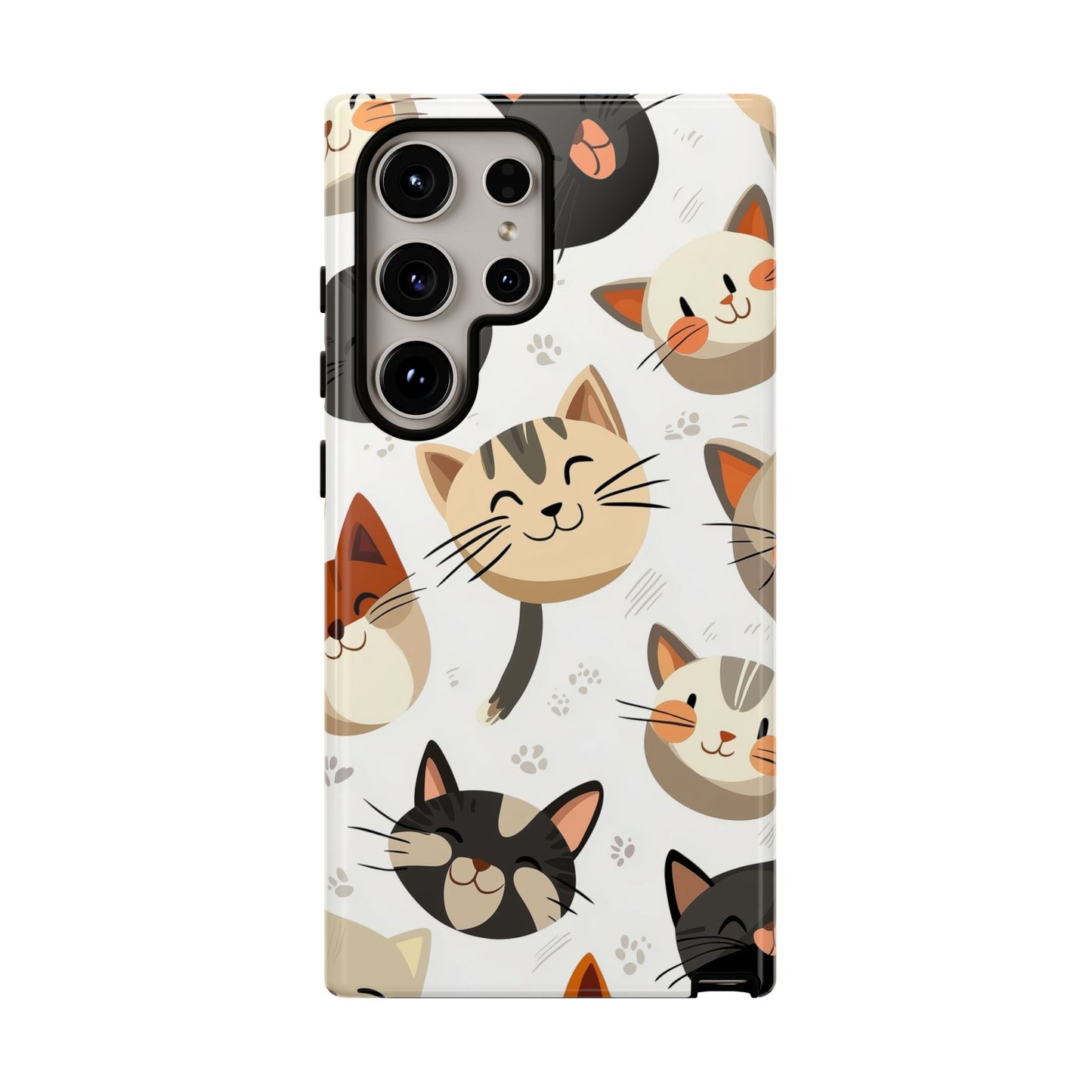 Cute Cat Faces Phone Case – Kawaii Anime Style for iPhone, Samsung & Google Pixel, Fun and Playful Cat Design