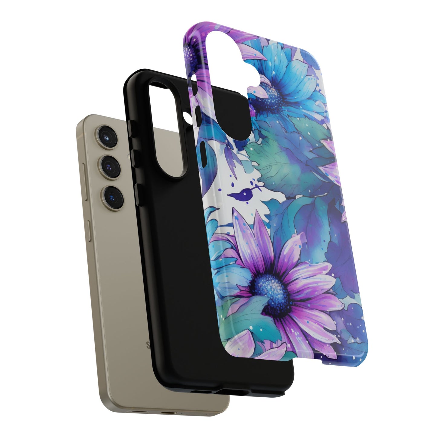 Dreamy Blue & Purple Floral Watercolor Mobile Case