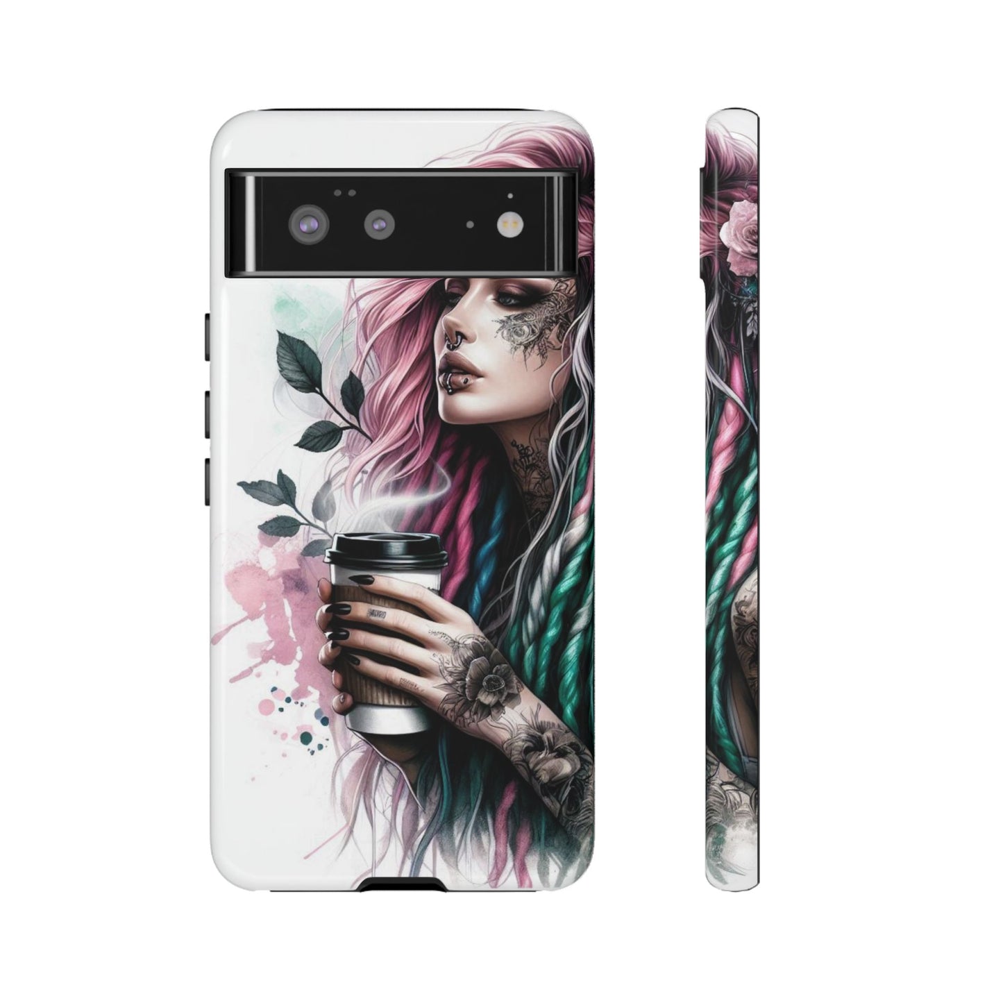 Boho Rebel – Vibrant Dreadlocks & Tattooed Coffee Lover Mobile Cover