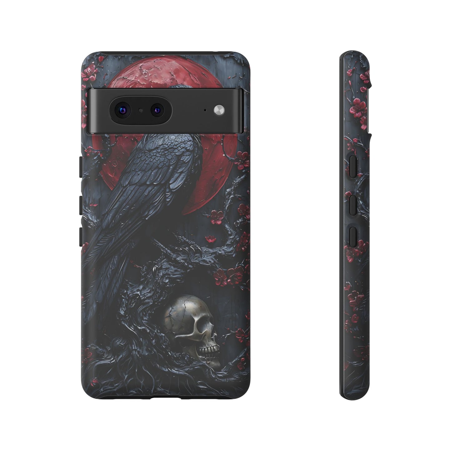 Gothic Sculpture Of Raven On Charcoal Tree Branch phone case design