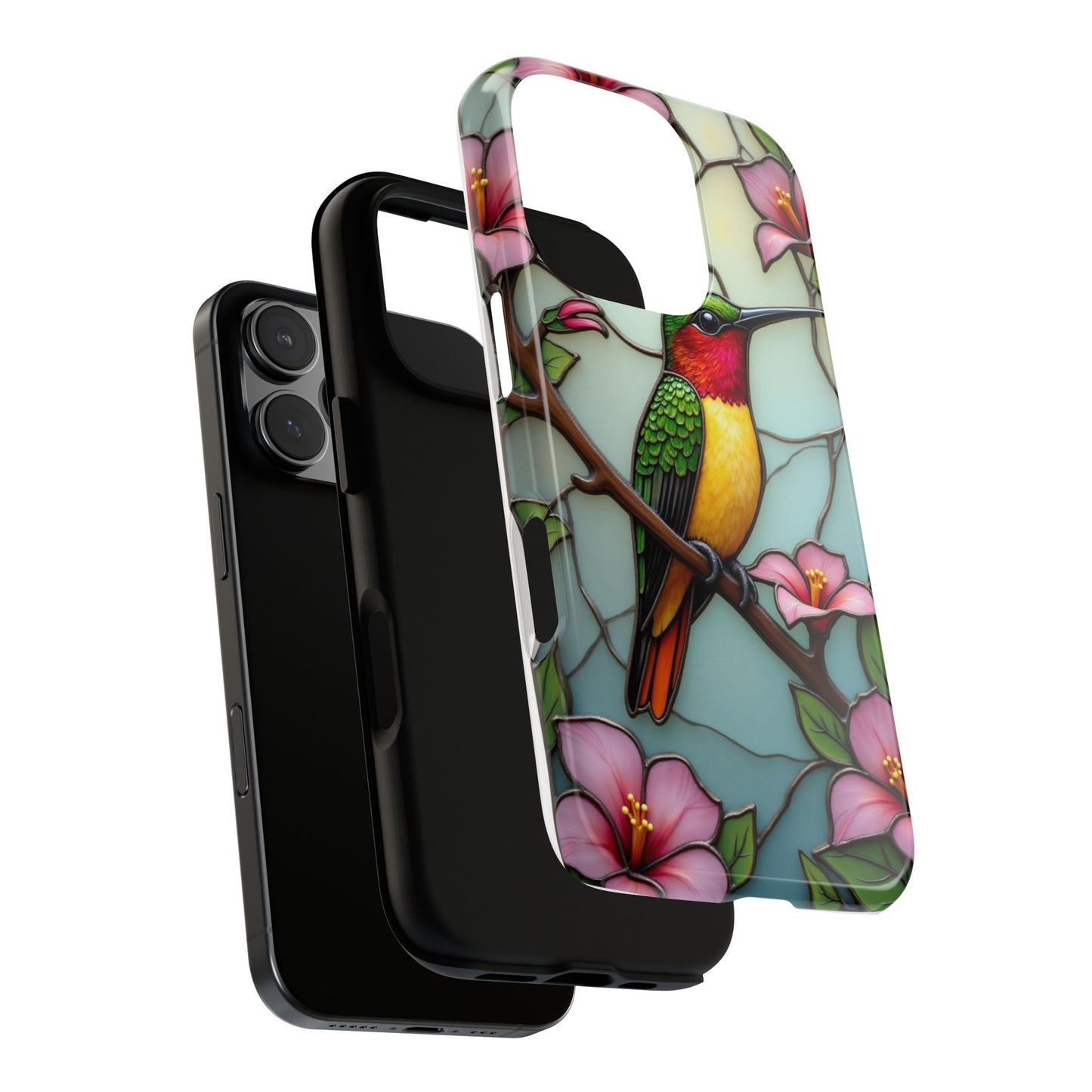 Elegant Hummingbird with Floral Mosaic | Artistic Nature Design