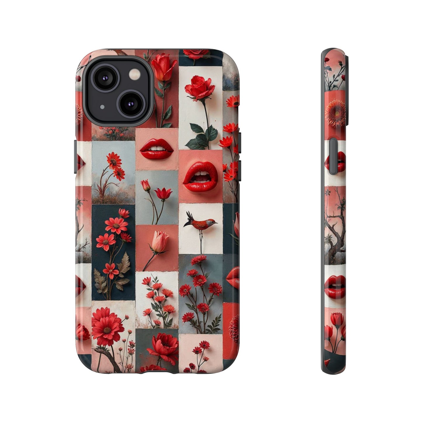 Red Flowers & Lips Collage Phone Case