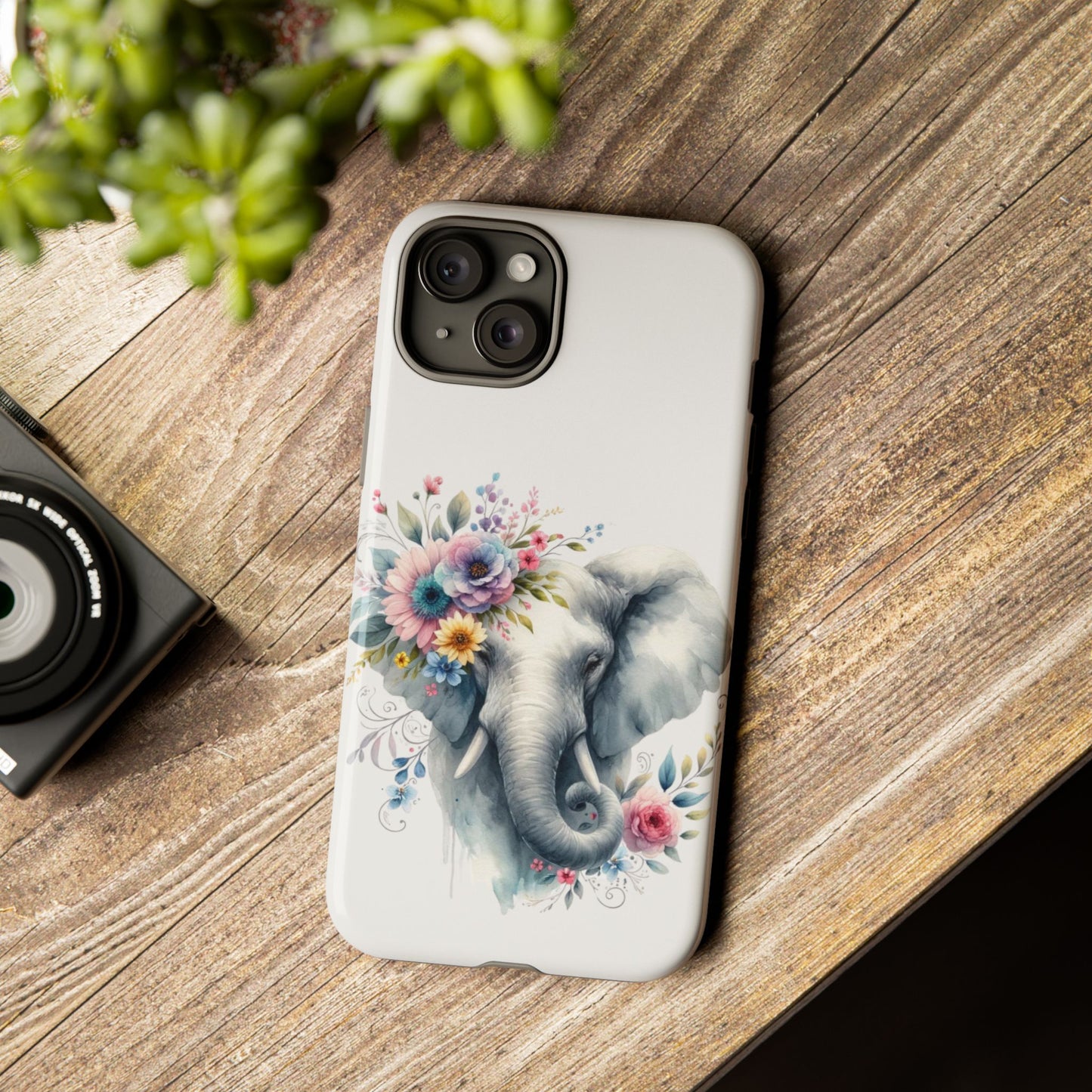 Floral Elephant Mobile Cover – Elegant Watercolor Art
