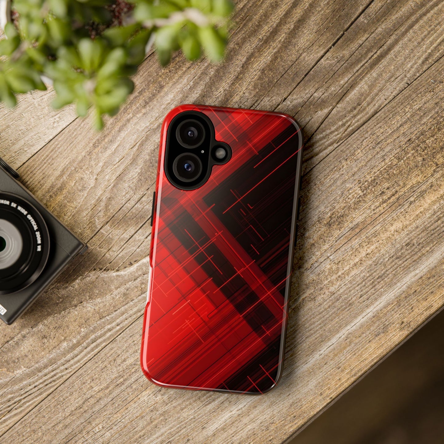 Abstract Red and Black Geometric Pattern