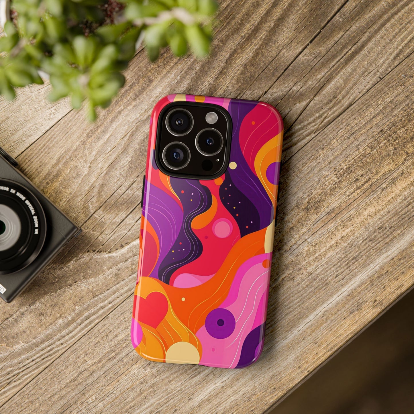Love Vibes – Retro Abstract Groove Phone Case for iPhone, Google Pixel, Samsung