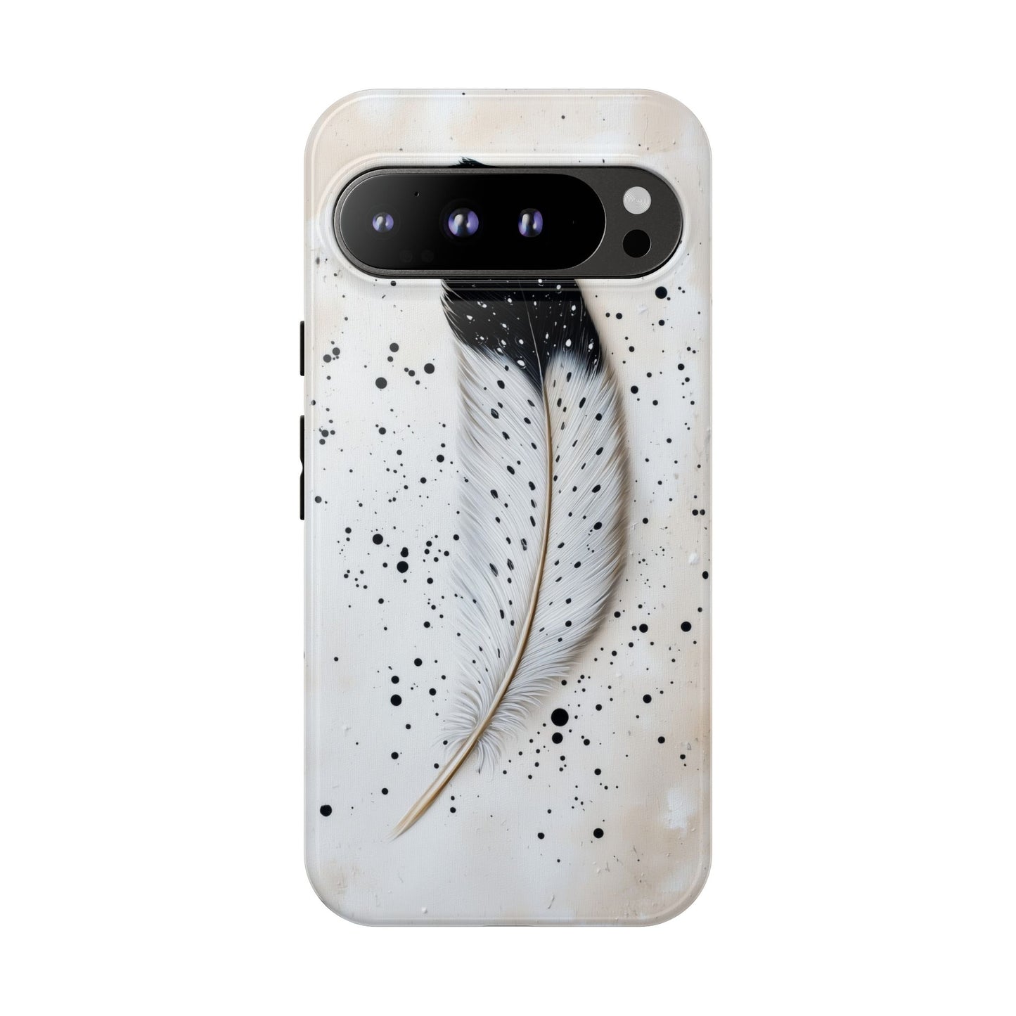 Elegant Owl Feather Phone Case – Black & White for iPhone, Samsung & Google Pixel