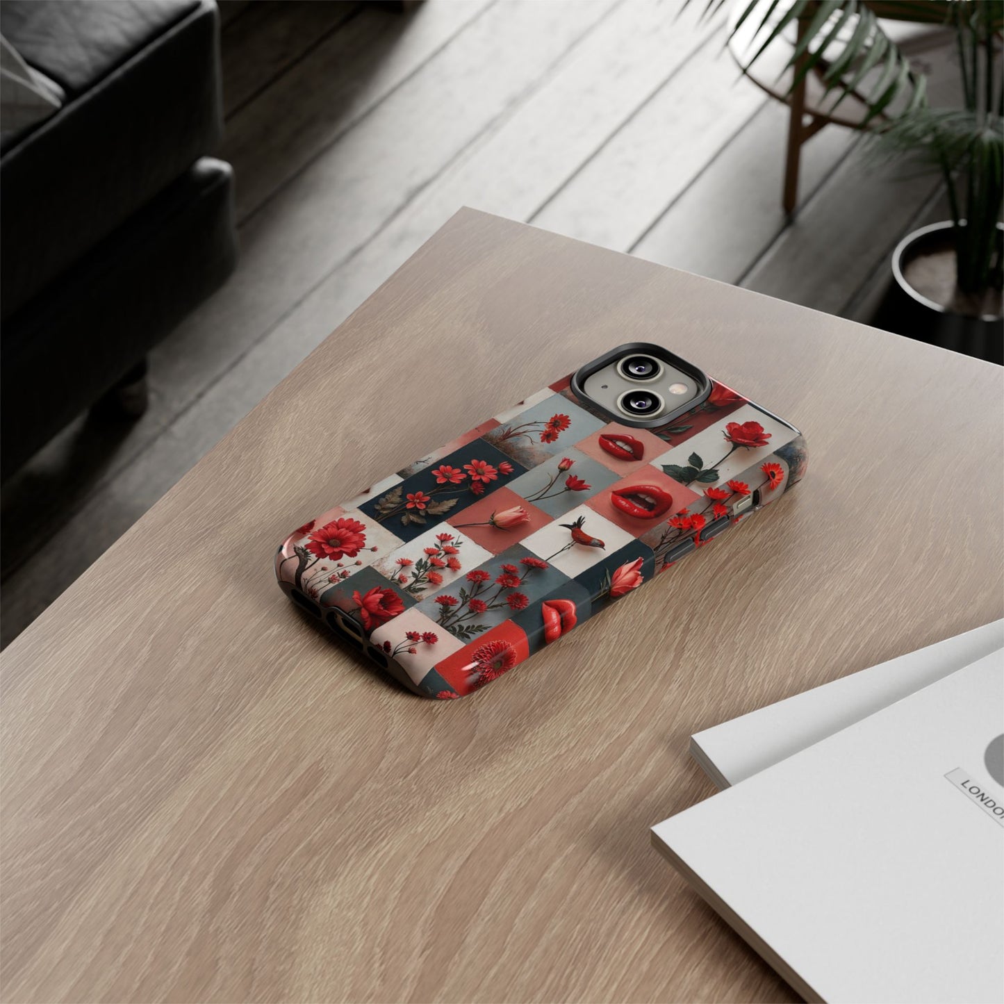 Red Flowers & Lips Collage Phone Case