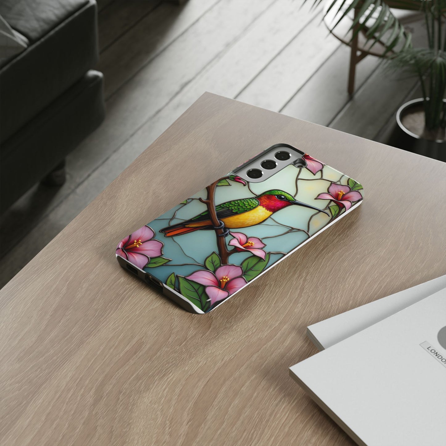 Elegant Hummingbird with Floral Mosaic | Artistic Nature Design