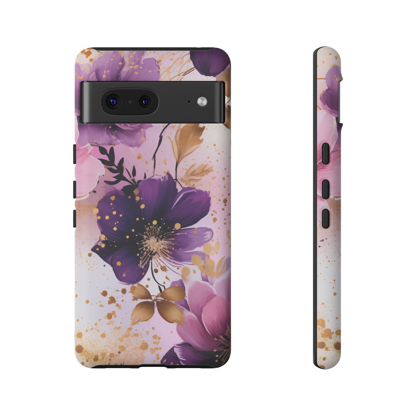 Luxury Purple & Gold Floral Aesthetic Mobile Case
