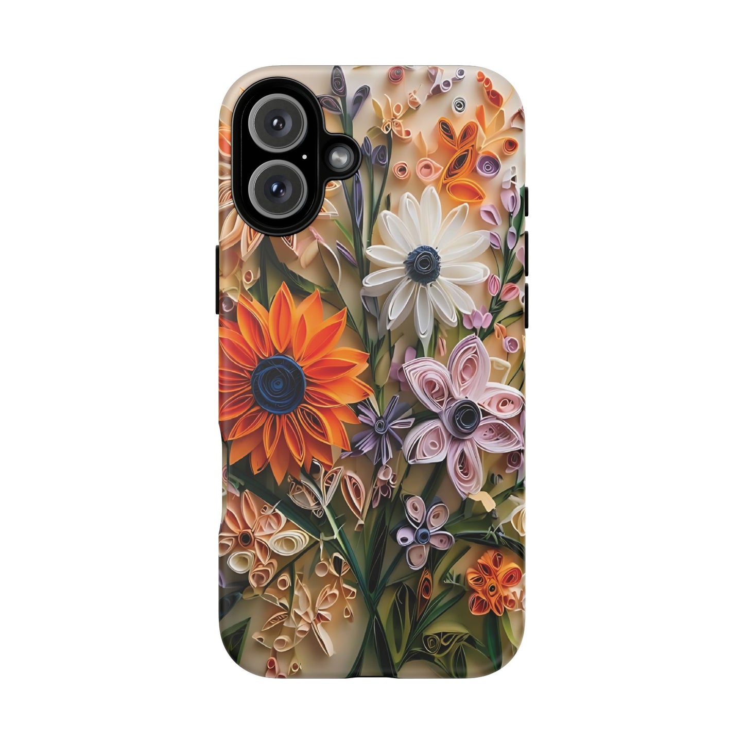 Intricate Quilled Floral Artwork In Vibrant Colors phone case design.