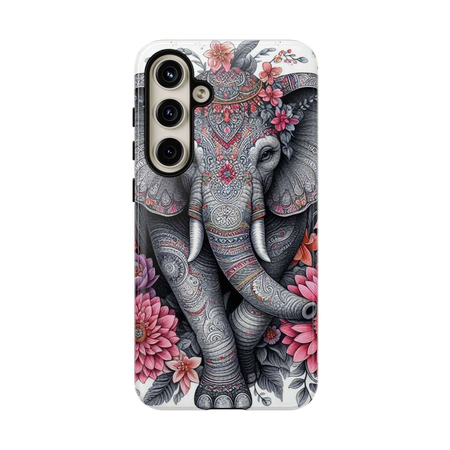 Bohemian Floral Elephant Mobile Cover – Intricate Mandala Art