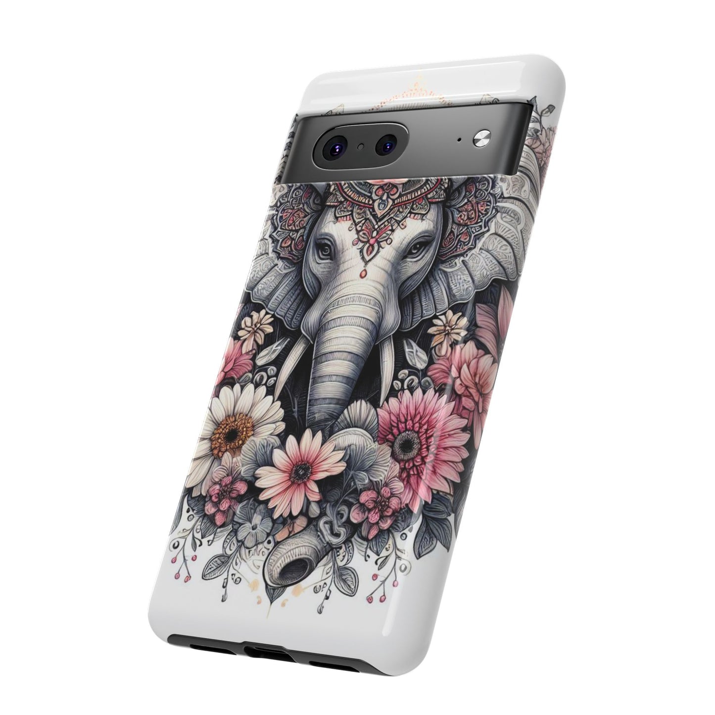 Royal Elephant Mandala Phone Case – Intricate Bohemian Floral Design