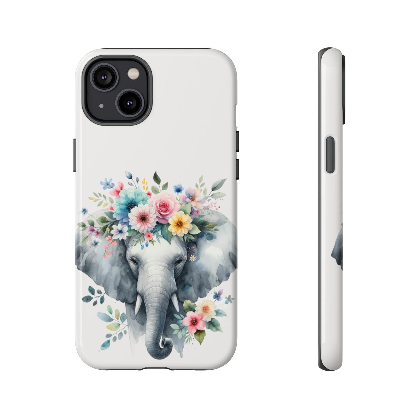 Floral Crown Elephant Mobile Cover – Elegant Watercolor Art