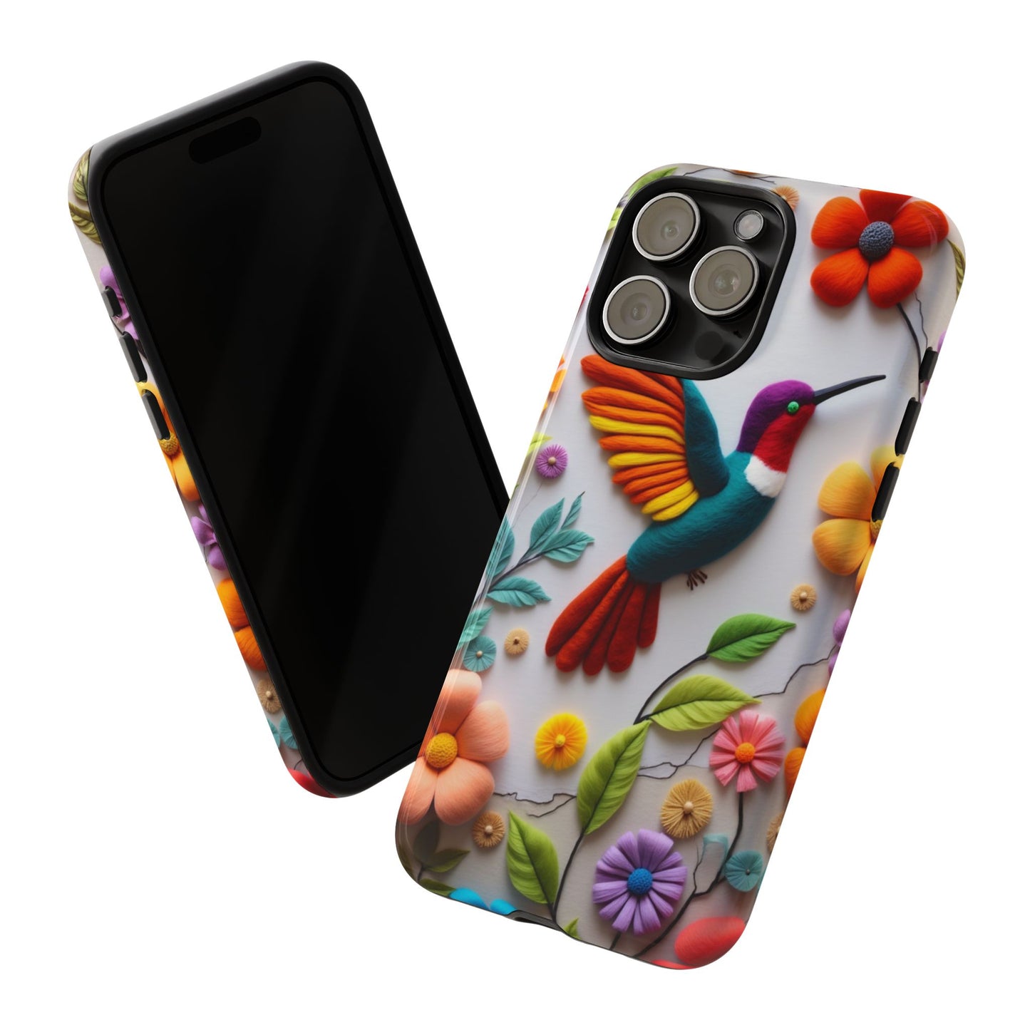 Embroidered Hummingbird with Floral Design | Nature's Elegant Stitch | iPhone 16 Pro