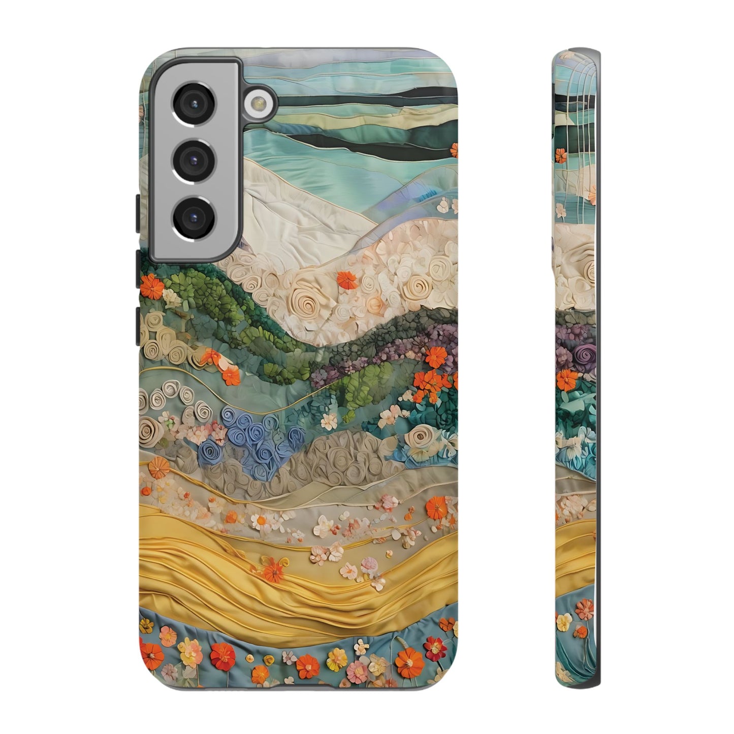 Intricate Textile Art Piece Showcasing Vibrant Layers And Colors phone case design.