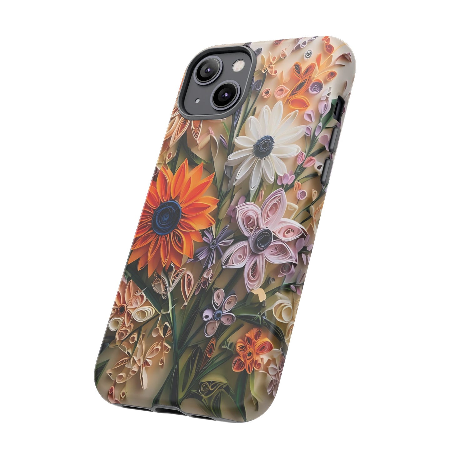 Intricate Quilled Floral Artwork In Vibrant Colors phone case design.