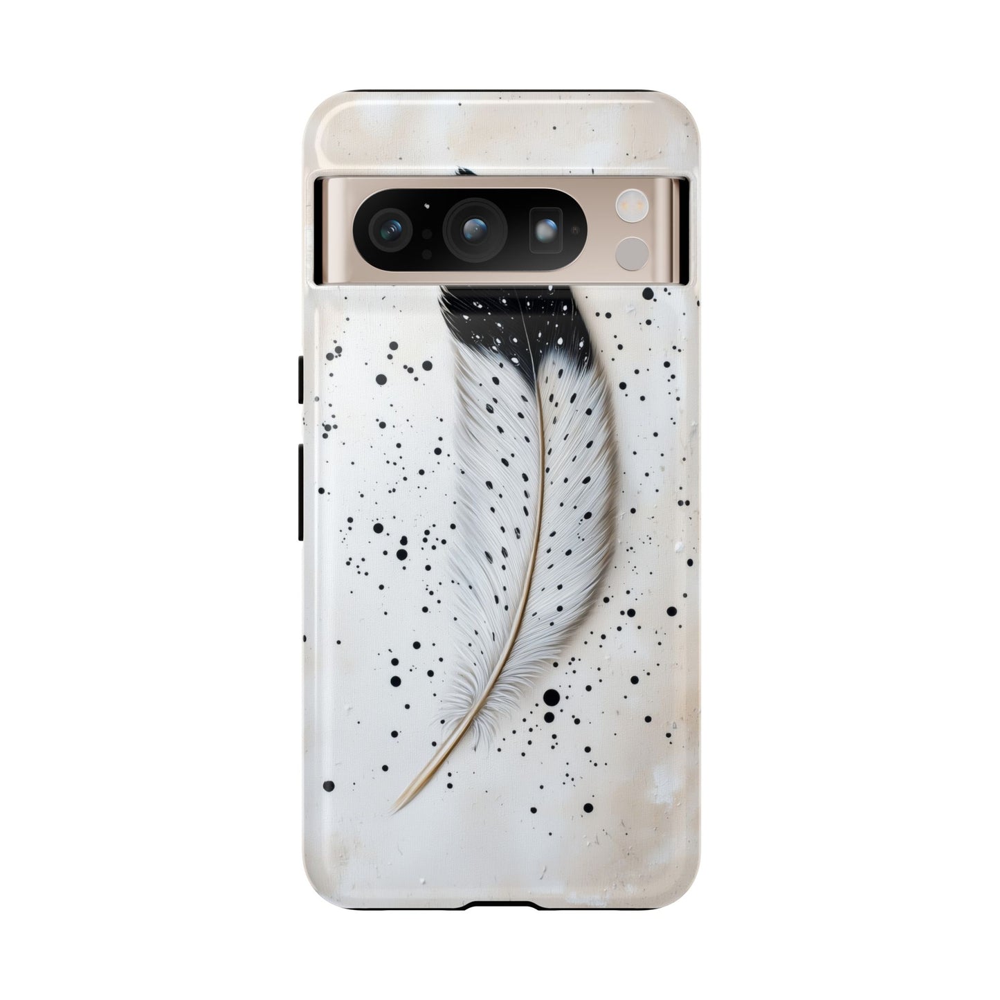 Elegant Owl Feather Phone Case – Black & White for iPhone, Samsung & Google Pixel