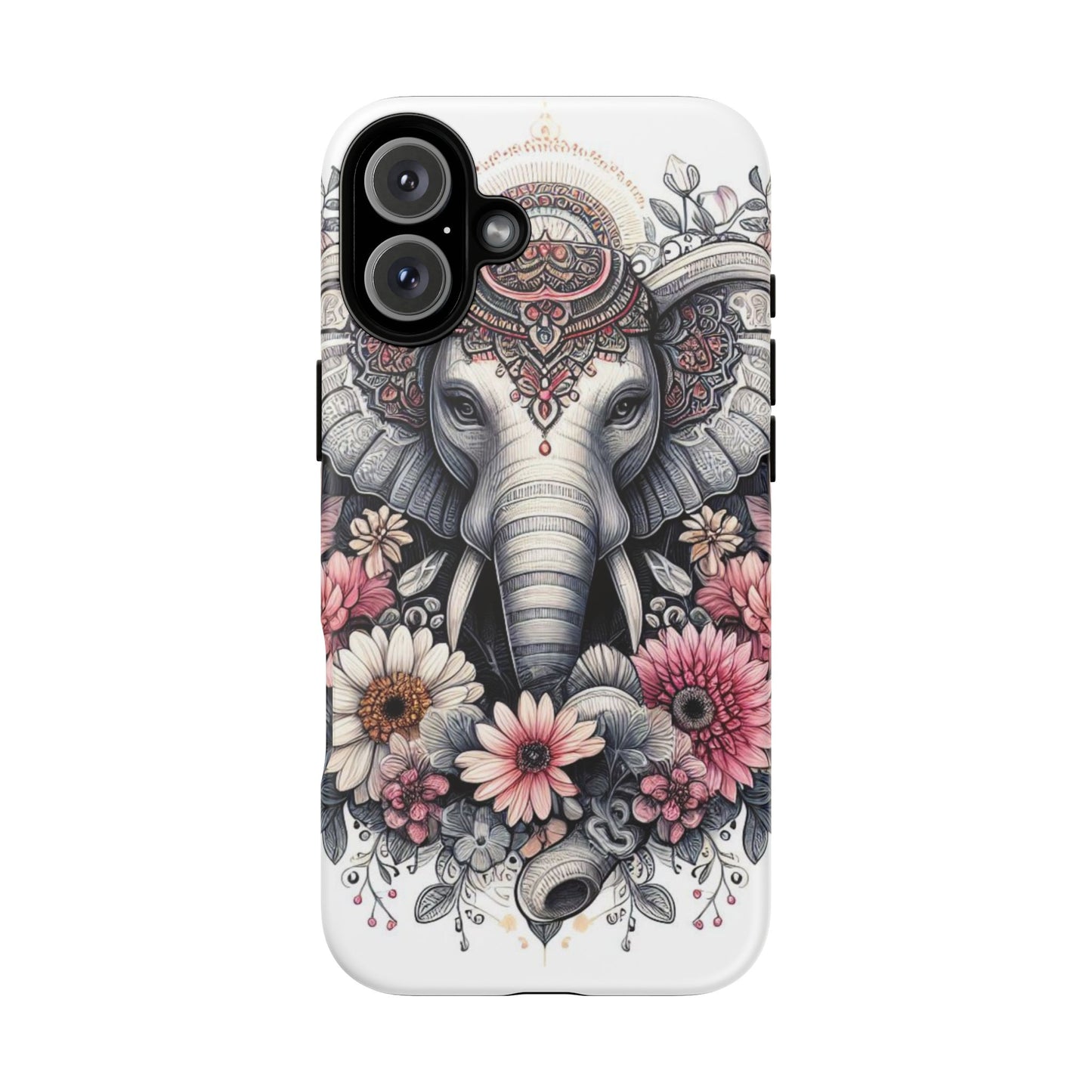 Royal Elephant Mandala Phone Case – Intricate Bohemian Floral Design