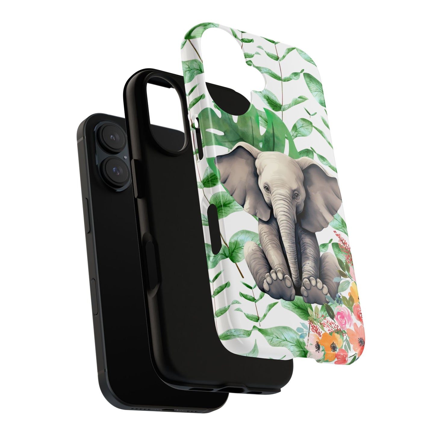 Cute Baby Elephant Mobile Cover – Floral & Tropical Aesthetic
