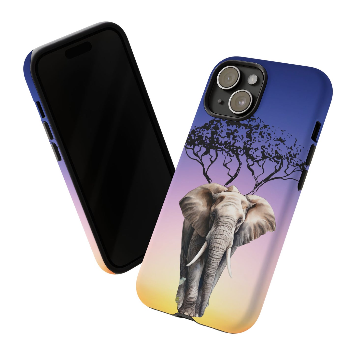 Surreal Elephant Tree Mobile Cover – Dreamy Sunset Fantasy