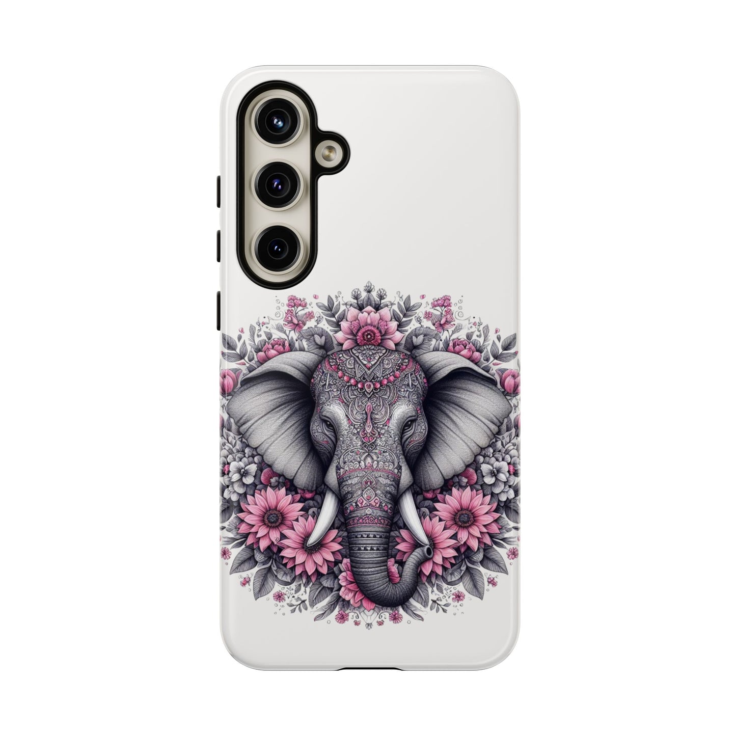 Intricate Floral Elephant Mobile Cover – Mandala-Inspired Boho Art
