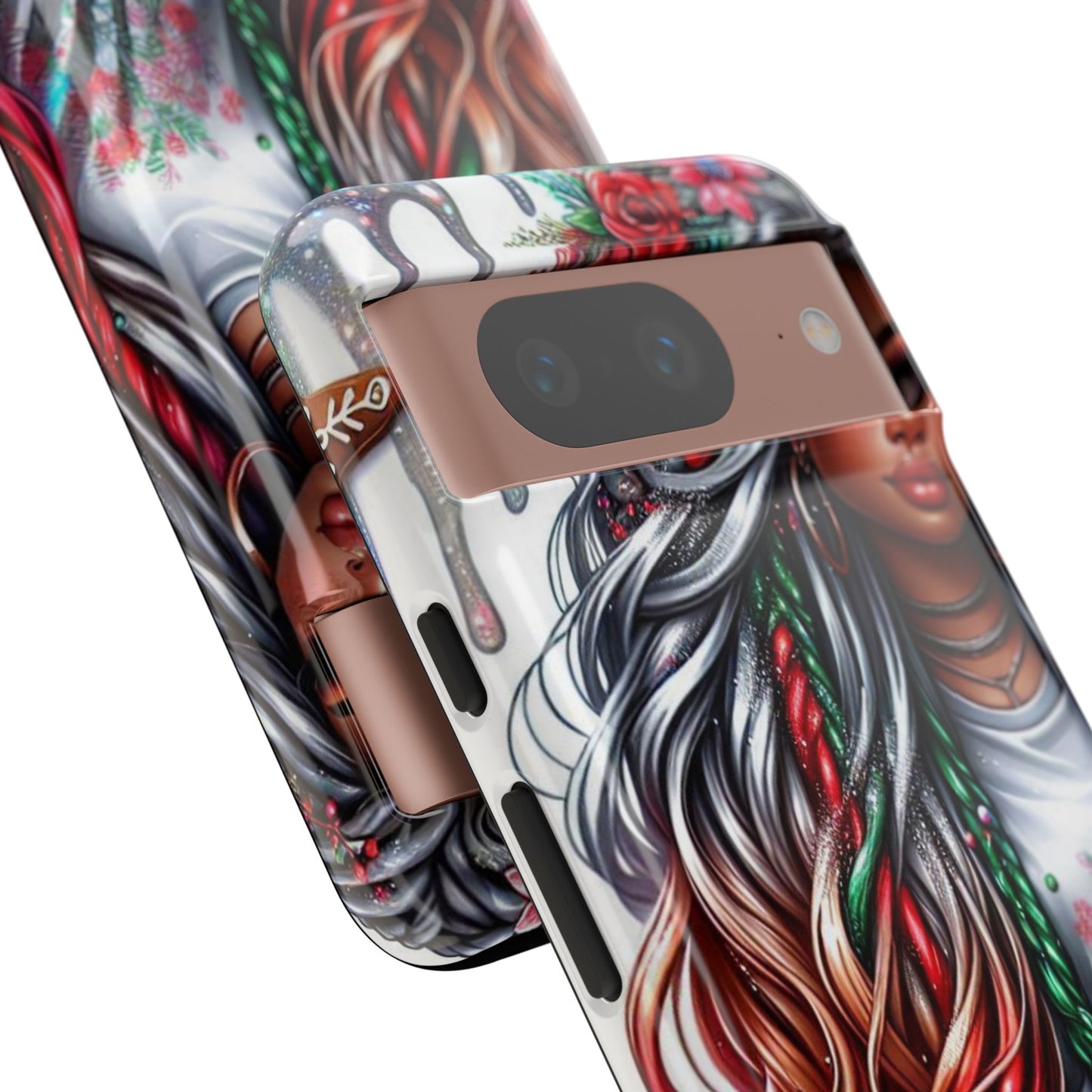 Festive Boho Queen – Holiday Glow & Candy Cane Braids Mobile Cover