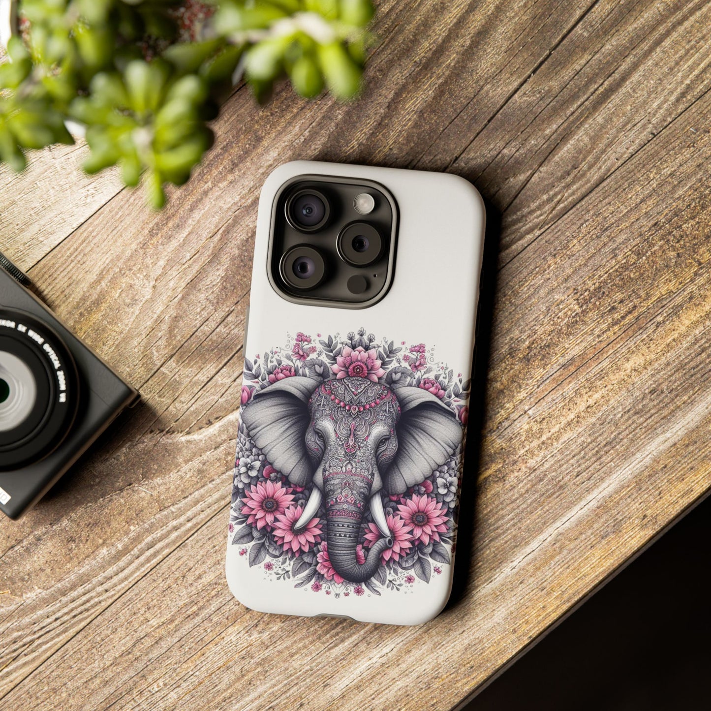 Intricate Floral Elephant Mobile Cover – Mandala-Inspired Boho Art