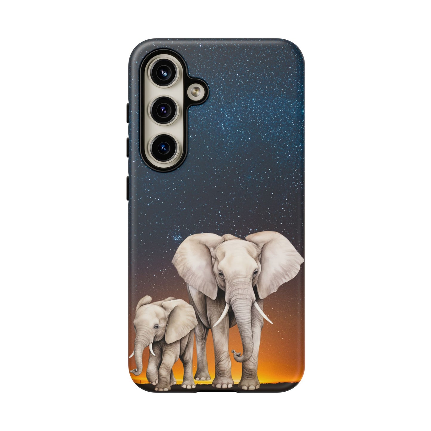 Starry Safari Elephant Family Mobile Cover – Cosmic Wildlife Aesthetic