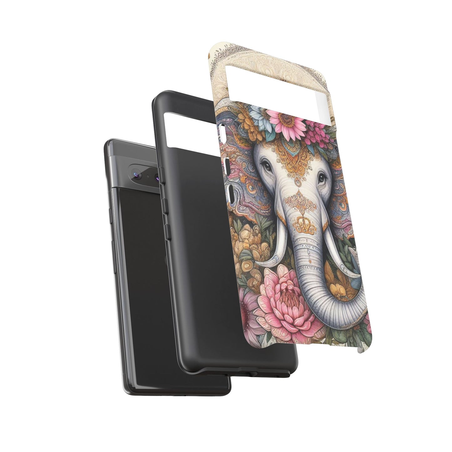 Elegant Floral Elephant Mobile Cover – Royal Mandala Art
