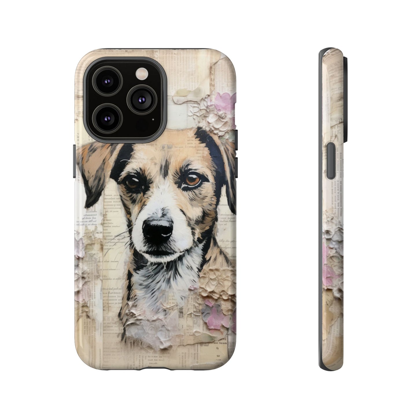 Vintage Collage Dog Portrait Mobile Cover – Artistic Mixed Media Design