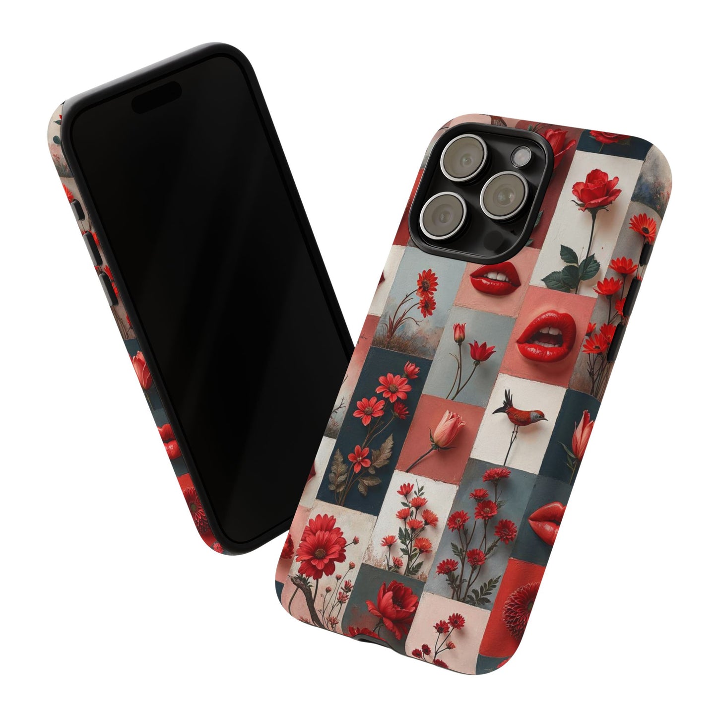 Red Flowers & Lips Collage Phone Case