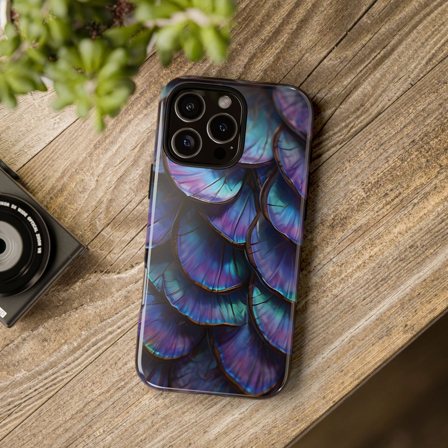 Abstract Macro Shot of Iridescent Butterfly Fish Scales Phone Case Design