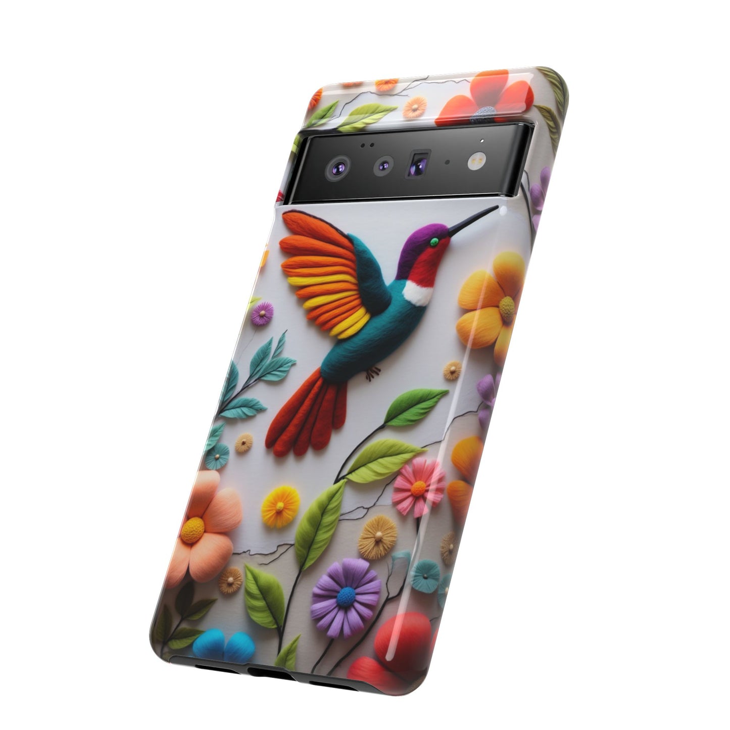 Embroidered Hummingbird with Floral Design | Nature's Elegant Stitch | iPhone 16 Pro