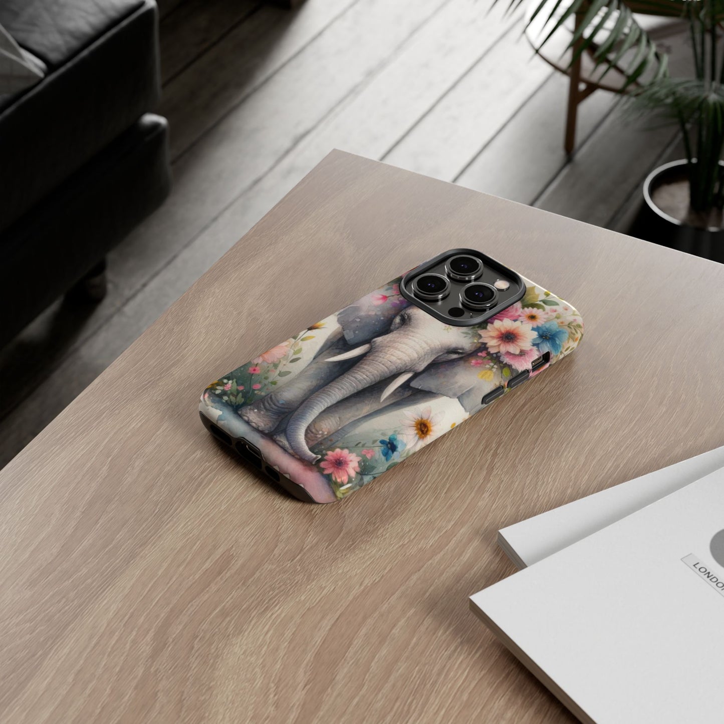 Watercolor Floral Elephant Mobile Cover – Dreamy Artistic Design