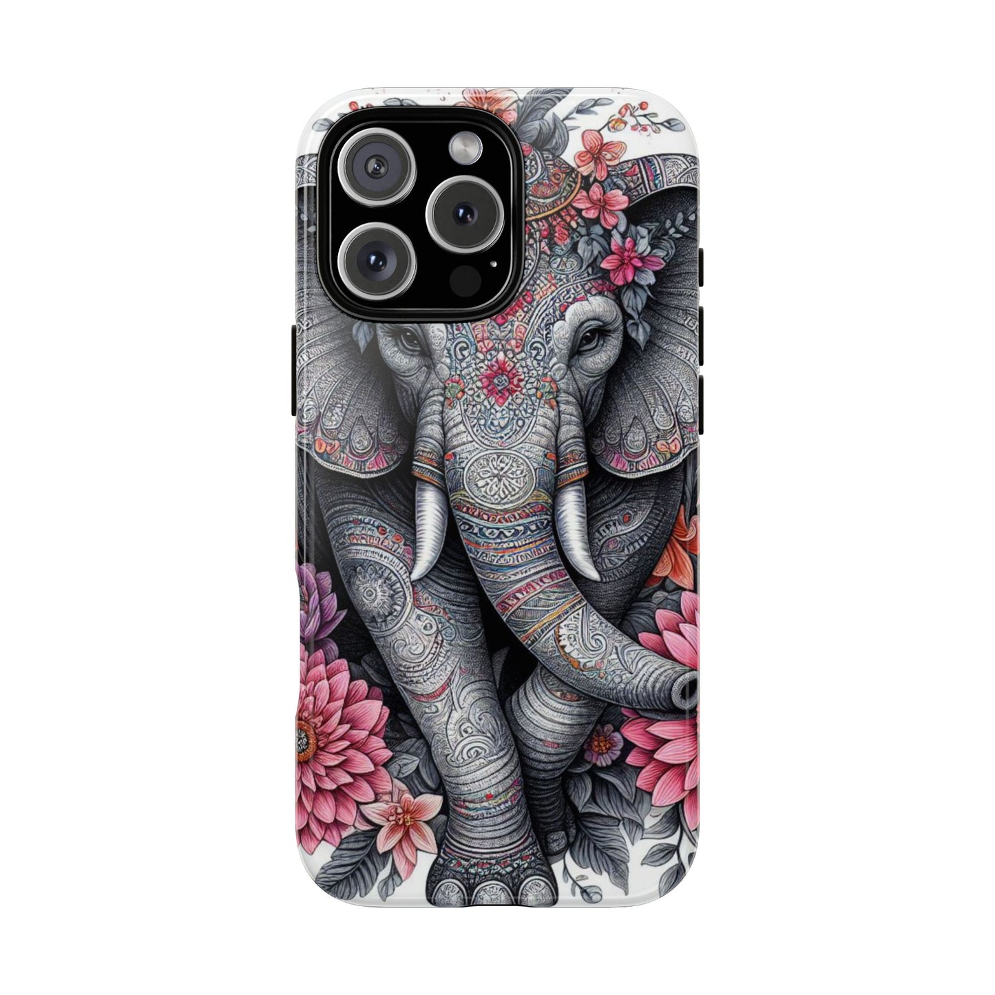 Bohemian Floral Elephant Mobile Cover – Intricate Mandala Art