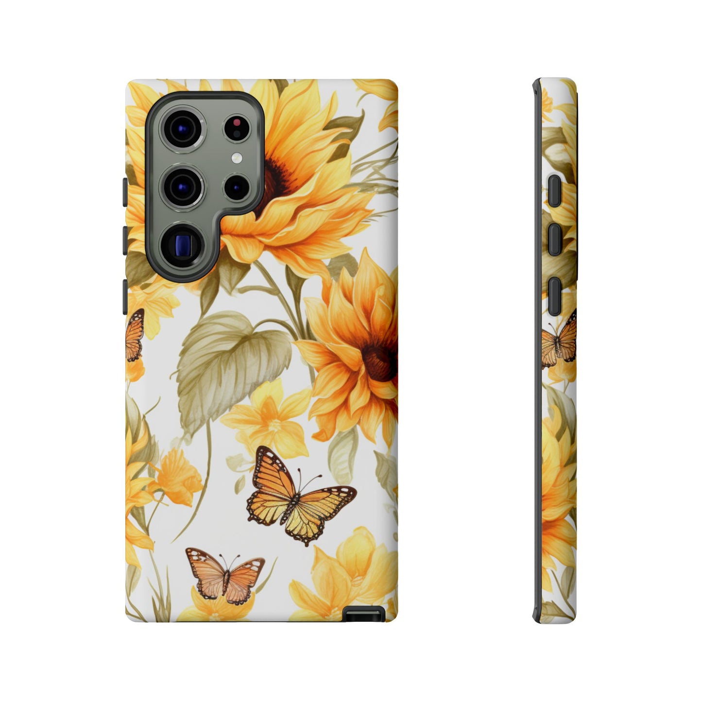 Golden Sunflower & Butterfly Phone Case – Warm & Elegant