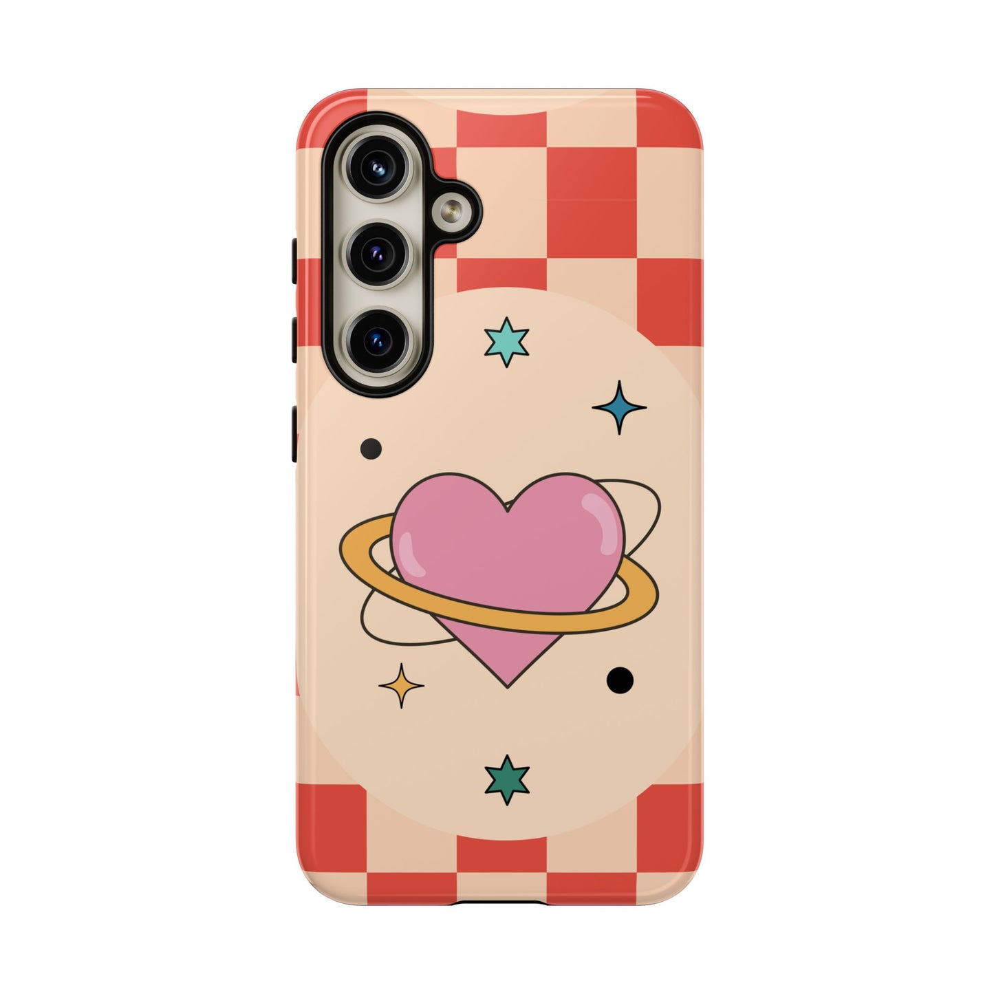 Retro Heart Tile Phone Case – Vintage Aesthetic Cover for iPhone, Samsung & Google Pixel