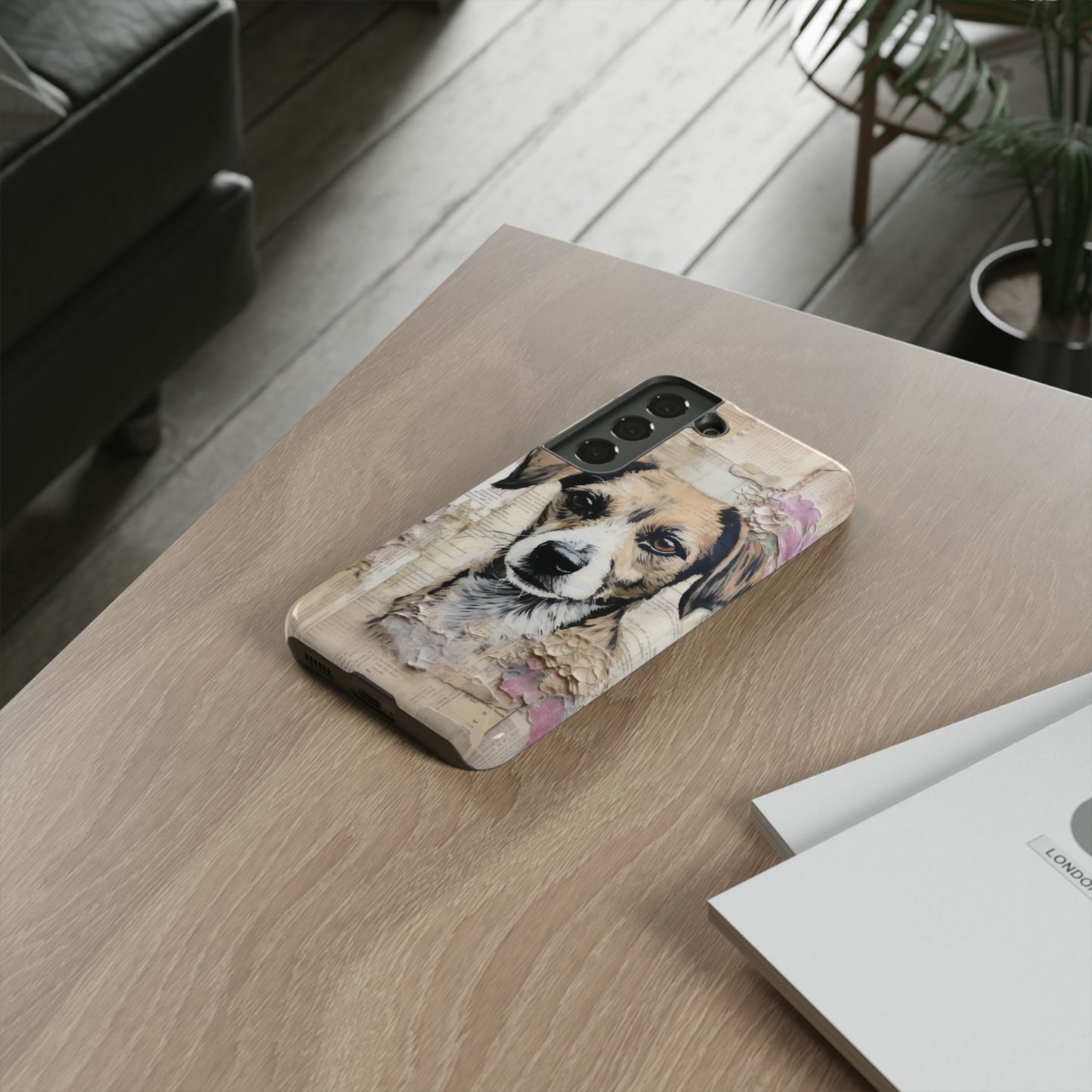 Vintage Collage Dog Portrait Mobile Cover – Artistic Mixed Media Design