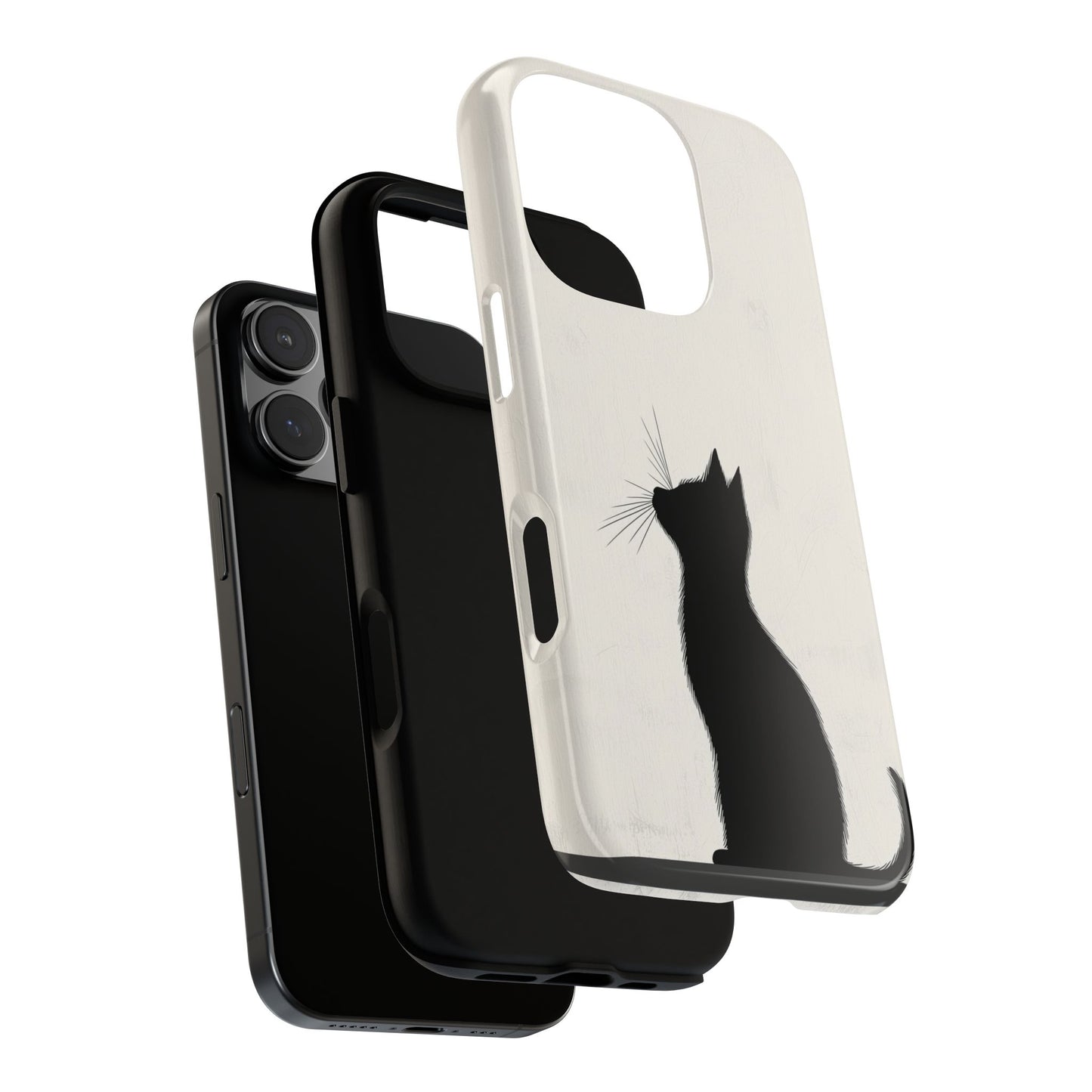 Silent Gaze: Minimalist Black Cat Phone Case for iPhone, Samsung & Pixel