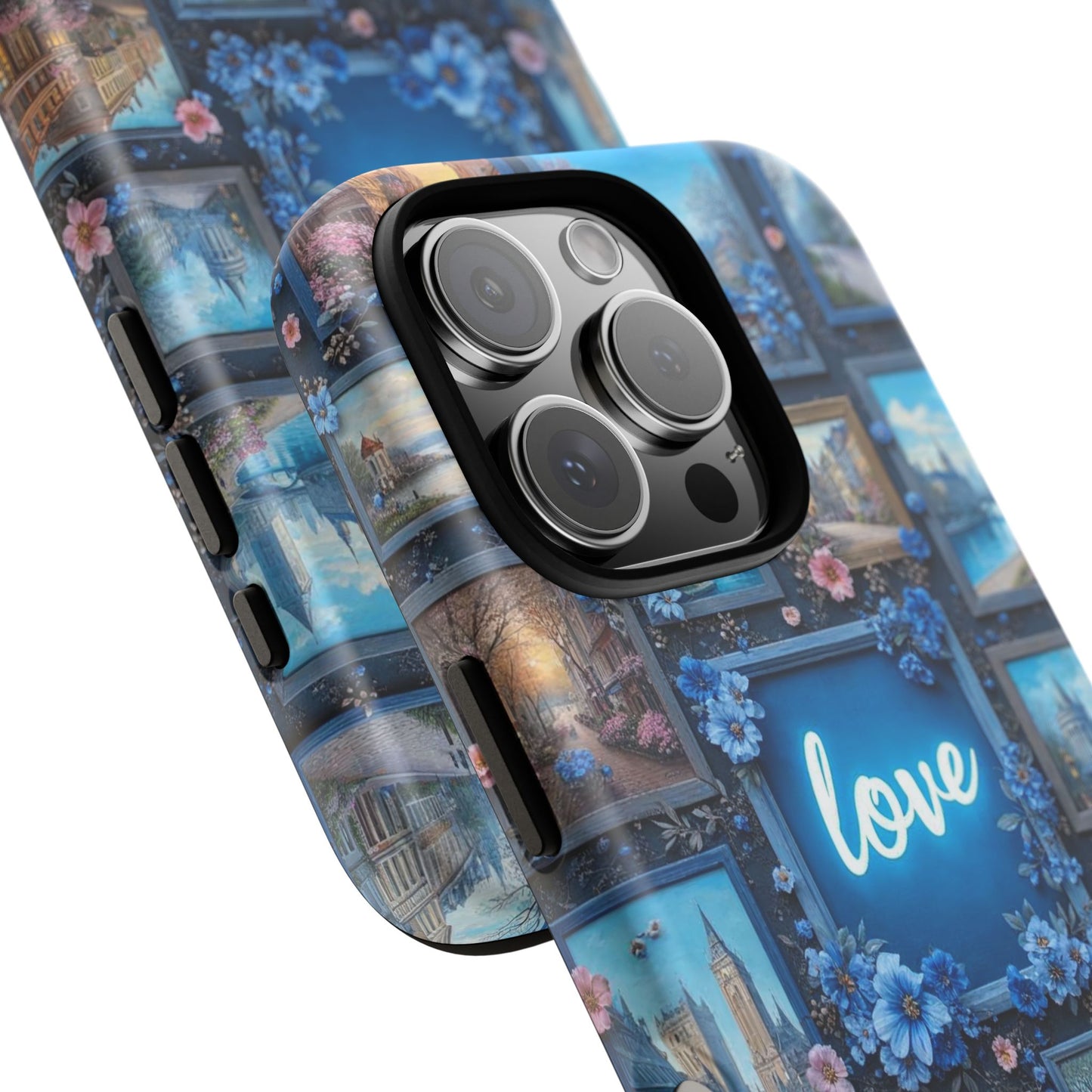 Blue Floral Love Frame Phone Case